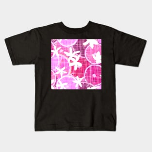 Oranges and flowers on a pink linen structure Kids T-Shirt